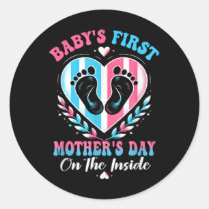 Babys First Mothers Day On The Inside Pregnant Mum Classic Round Sticker