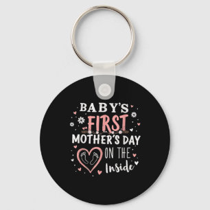 Babys First Mothers Day On The Inside Pregnant Mum Key Ring
