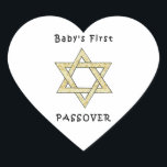 Baby's First Passover Heart Sticker<br><div class="desc">Celebrate baby's first passover with jewish star and matzoh gifts for the jewish holidays and baby apparel for the seder.</div>