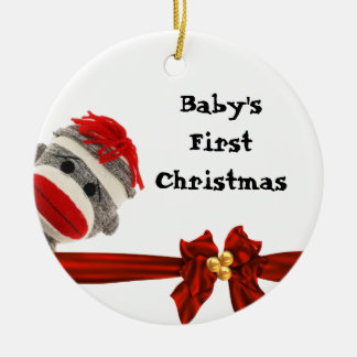 BABY'S FIRST SOCK MONKEY ORNAMENT PERSONALIZED