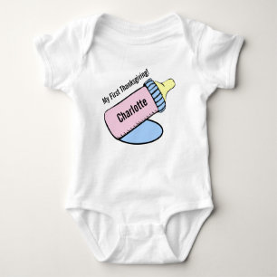 Baby's First Thanksgiving Baby Bottle Baby Bodysuit