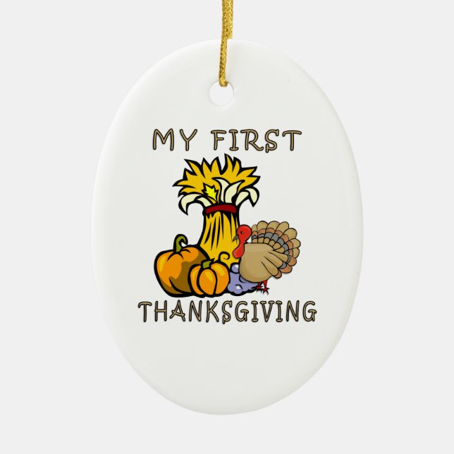 Baby's First Thanksgiving Ceramic Tree Decoration (Front)