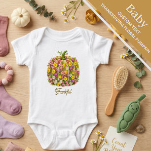 Baby's First Thanksgiving Floral Pumpkin Baby Bodysuit