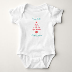 Babys First Tropical Christmas Starfish Tree Baby Bodysuit