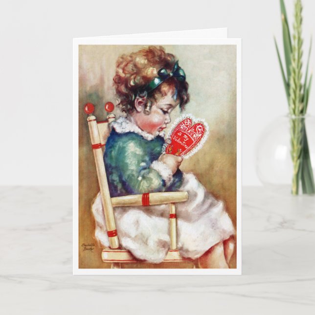 "BABY'S FIRST VALENTINE" VINTAGE COVERART GREETING HOLIDAY CARD (Front)