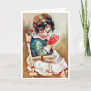 "BABY'S FIRST VALENTINE" VINTAGE COVERART GREETING HOLIDAY CARD