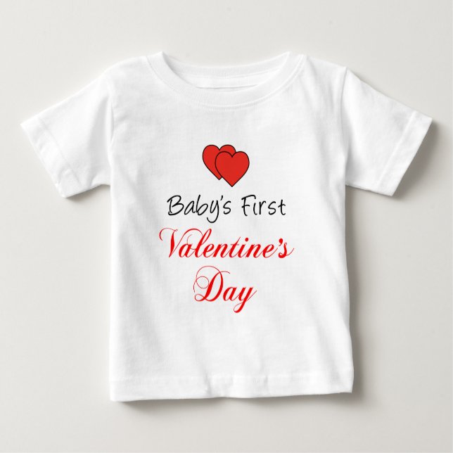 Baby's First Valentine's Day Baby T-Shirt (Front)