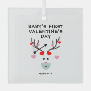 Baby's First Valentine's Day Gift Personalised Glass Tree Decoration