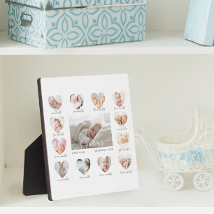 Baby's First Year Heart Photo Keepsake Collage Plaque