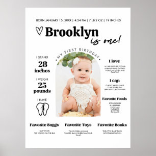 Baby's First Year Milestone Board Template 1st Bda Poster