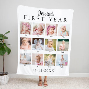 Baby's First Year Photo Collage Fleece Blanket