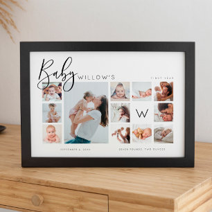 Baby's First Year Photo Keepsake Collage Monogram Poster