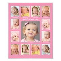 Babys First Year Pink Keepsake Photo Collage