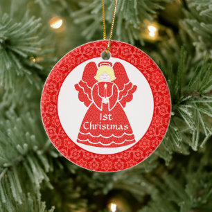 Baby's Girl's 1st Christmas Angel Ceramic Ornament