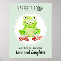 Baby's Green Watercolor Frog Jungle Nursery Art