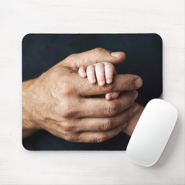 Baby's Hand Gripping Daddy's Hand Mouse Pad (With Mouse)