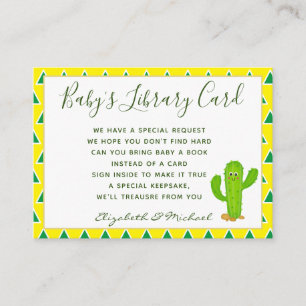 Babys Library Book Request Card Cacti Cactus Green