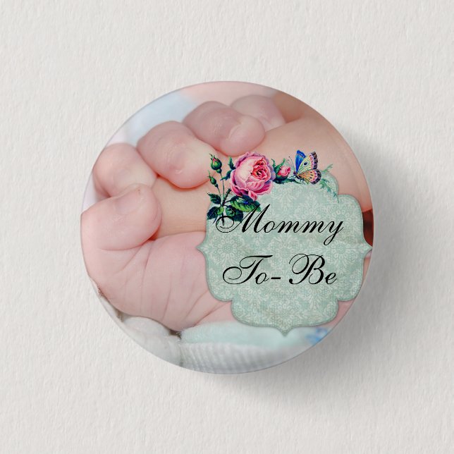 Baby's Little Hand "Mum to be" Baby Shower Button (Front)