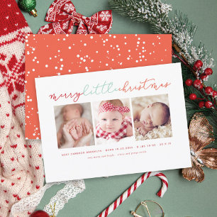 Baby's Merry Little Christmas Photo Collage Card