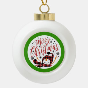 Baby's Merry Snowman First Christmas Ceramic Ball Christmas Ornament