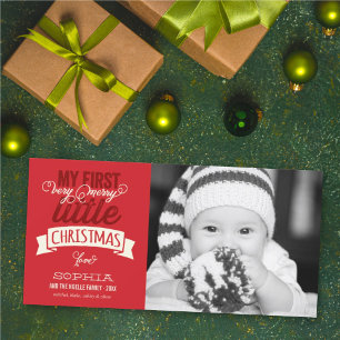 Baby's My Very Merry Little Christmas Cute Photo Holiday Card