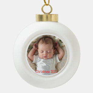  Baby's Photo First Christmas Personalize  Ceramic Ball Christmas Ornament