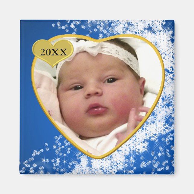 Baby's Photo Keepsake Christmas Magnet (Front)