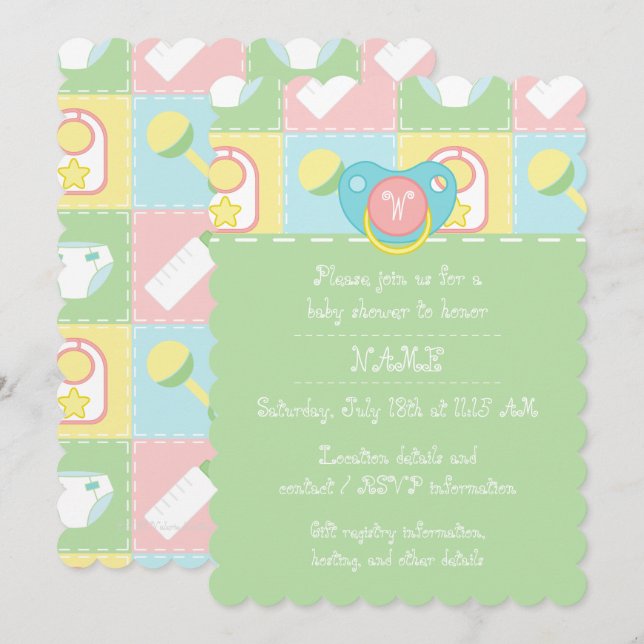 Baby's Quilt Baby Shower Invitation (Front/Back)