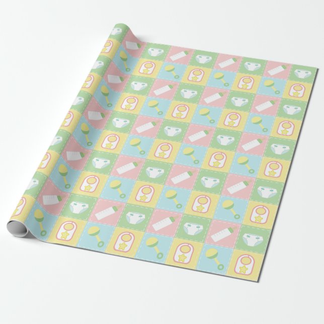 Baby's Quilt Wrapping Paper (Unrolled)