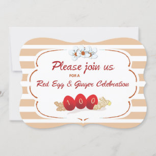 Baby's Red Egg and Ginger Invitation with Stripes