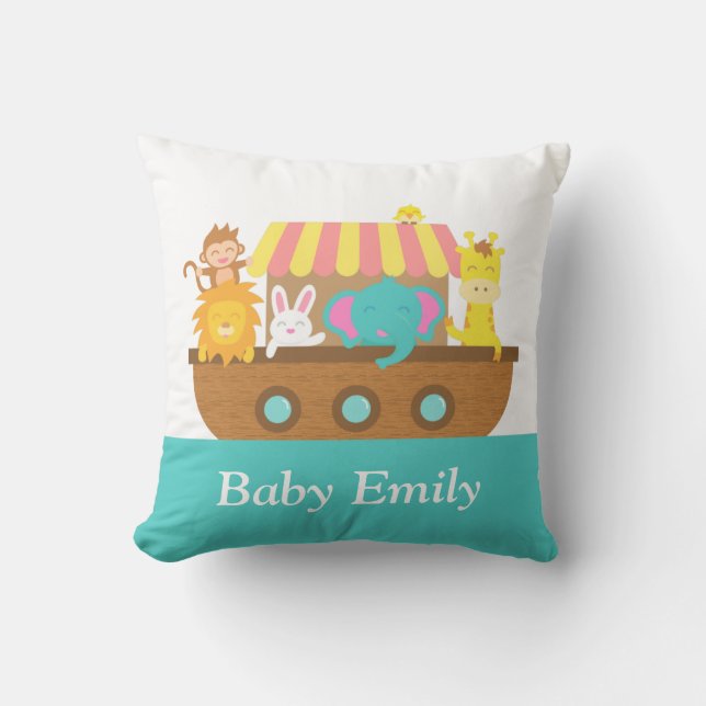 Baby's Room, Nursery, Cute Animals, Noah's Ark Cushion (Front)