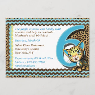 Baby's sixth birthday jungle safari invitation