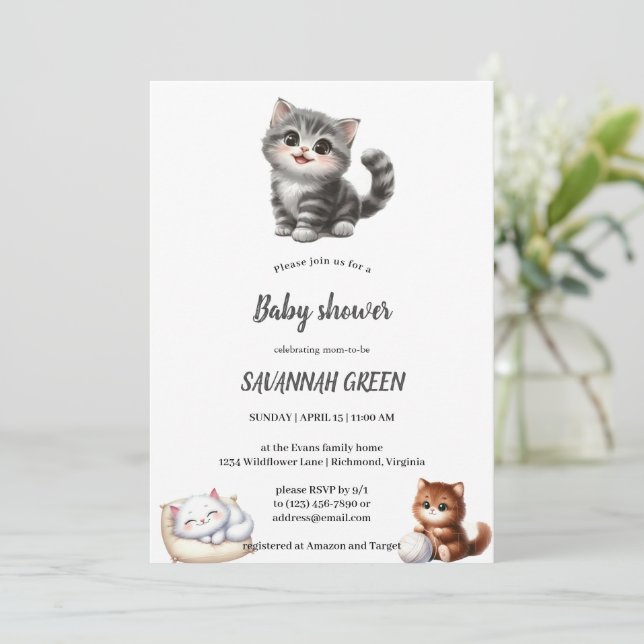 babyshower cat invitation (Standing Front)