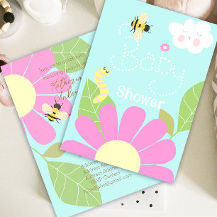 Babyshower Honey Bee Blue Announcement