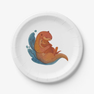 babyshower sea otter theme plates