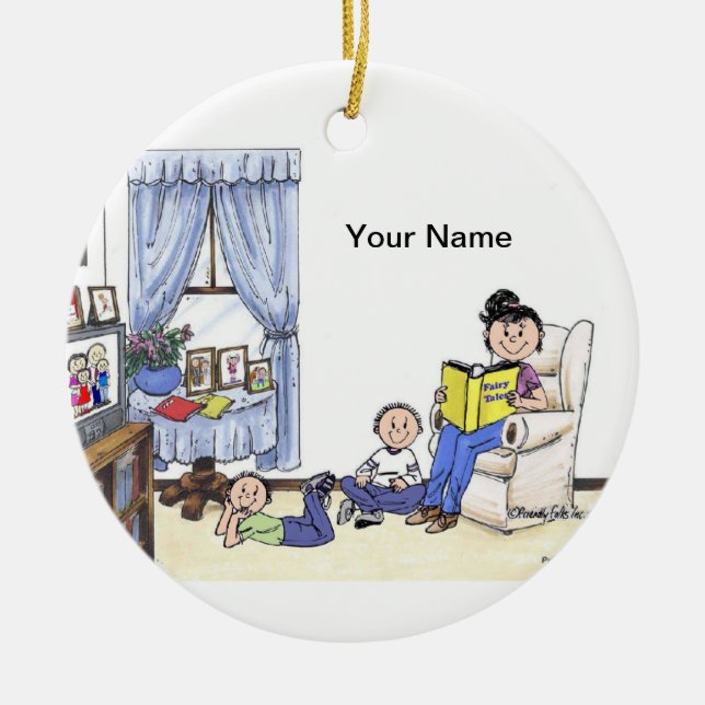 Babysitter, 2 Boys Ceramic Ornament (Front)