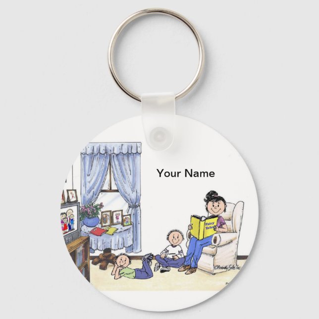 Babysitter, 2 Boys Ceramic Ornament Key Ring (Front)