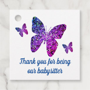 Babysitter Appreciation Butterflies Thank You Favour Tags