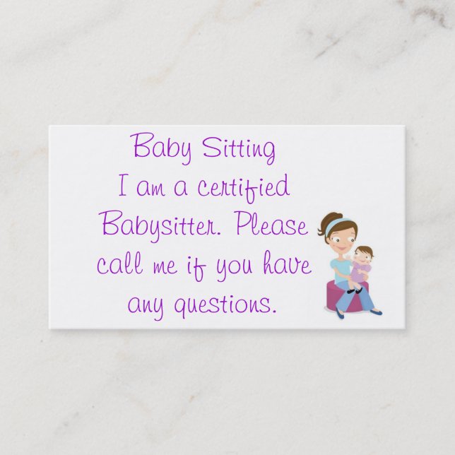 babysitter business card (Front)