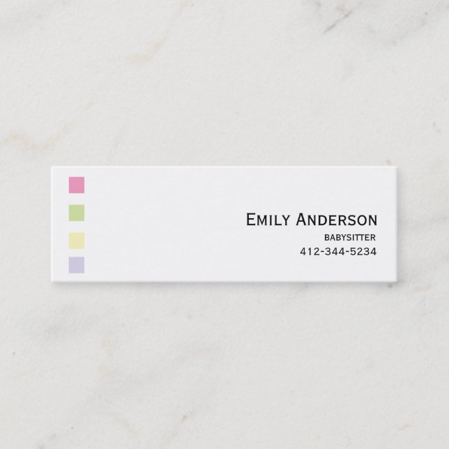 Babysitter Colourful Squares Business Card (Front)