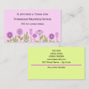 Babysitter Contact Floral Business Card