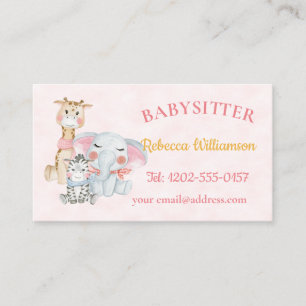 Babysitter Cute Animals Business Card
