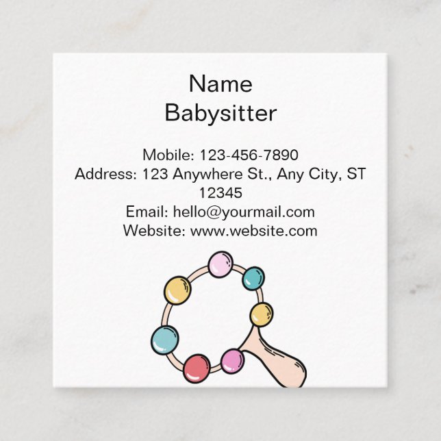 babysitter cute business cards (Front)