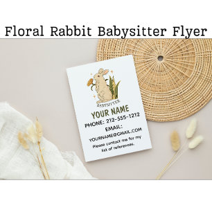 Babysitter Cute Floral Bunny Baby Services Flyer