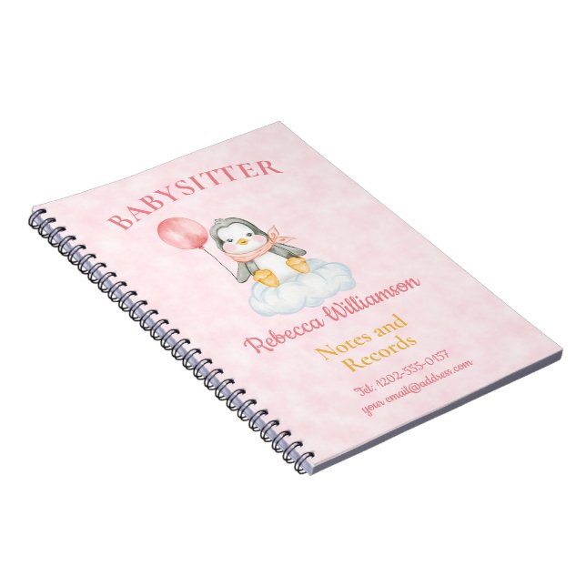 Babysitter Cute Penguin Notes and Record Notebook (Right Side)