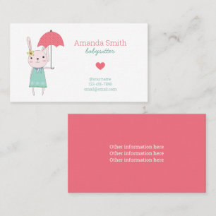 Babysitter Cute Rabbit Babysitting Service Business Card