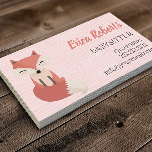 Babysitter Cute Woodland Fox Babysitting Childcare Business Card