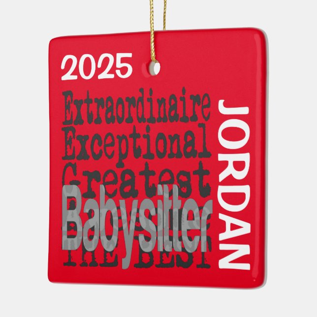 Babysitter Extraordinaire CUSTOM Ceramic Ornament (Left)