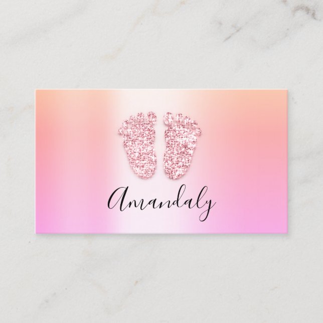 Babysitter Nanny Child Daycare Feet  Ombre Business Card (Front)