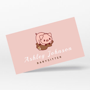 Babysitter Nanny Childcare Professional Cute Piggy Business Card